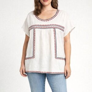 Garnet Hill Ivory Top with Crimson and Ebony Details